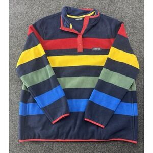 Lands' End Fleece Pullover 1X Rainbow Stripe Snap Neck Colorblock 16W 18W